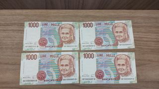 Lotto 4 Banconote 1000 Lire Maria Montessori
