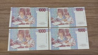 Lotto 4 Banconote 1000 Lire Maria Montessori