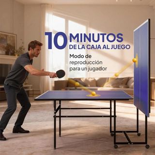 Mesa de Ping-Pong Plegable con 4 Ruedas Red Azul