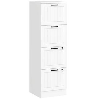 Mueble Archivador con 4 Cajones Cerraduras Blanco