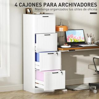 Mueble Archivador con 4 Cajones Cerraduras Blanco
