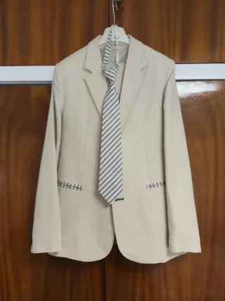 Traje comunión Lino Niño Beige