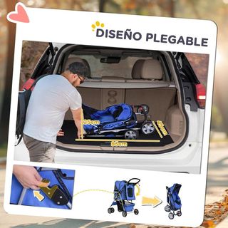 Carrito para Perros Pequeños con Toldo Ajustable
