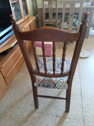 4 Sillas Rústicas Madera y Tela