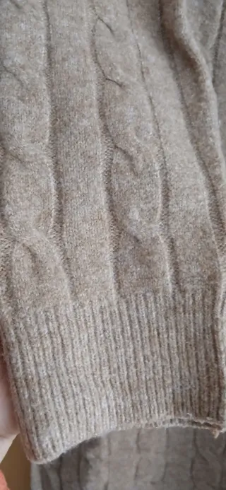 Vestido largo de punto beige