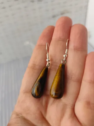 Pendientes ojo de tigre y plata