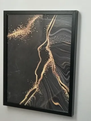 2 Cuadros Abstractos Negro y Dorado