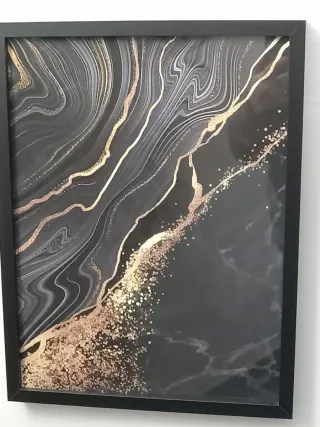 2 Cuadros Abstractos Negro y Dorado