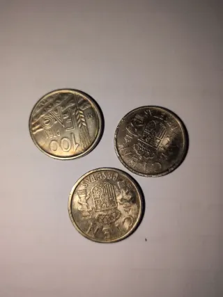 3 Monedas 100 Pesetas Juan Carlos I (1995, 1989, 1
