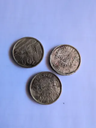 3 Monedas 100 Pesetas Juan Carlos I (1995, 1989, 1