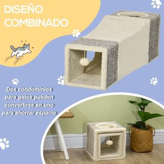 Túnel para Gatos de Interior Plegable color crema