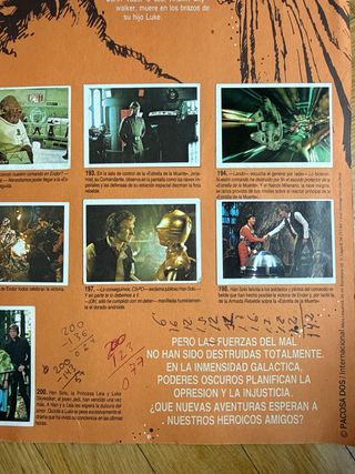 Album Cromos El Retorno del Jedi Incompleto