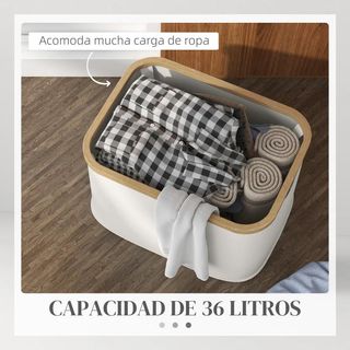 Cesto de la Ropa Sucia Plegable 36L con Asas Crema