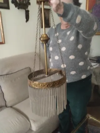 Lámpara colgante antigua dorada cristal