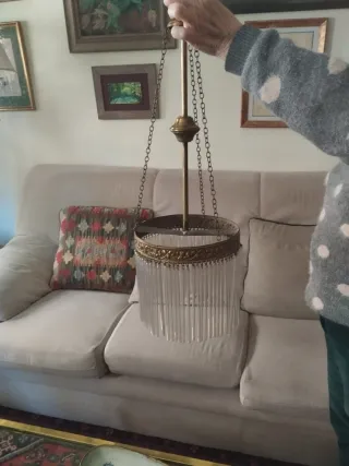 Lámpara colgante antigua dorada cristal