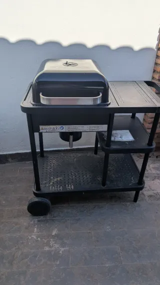 Barbacoa de carbón negra con ruedas