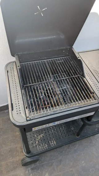 Barbacoa de carbón negra con ruedas