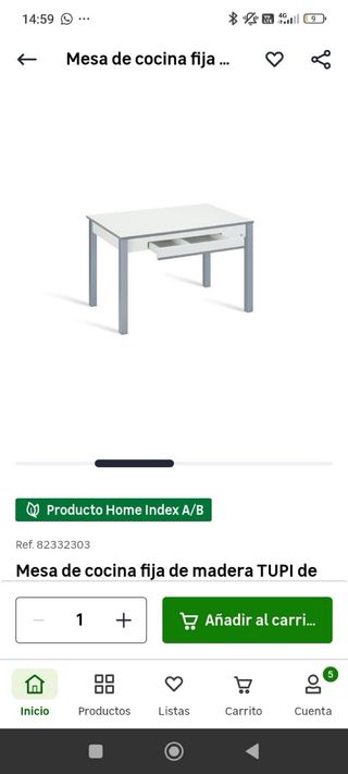 Mesa de cocina Portus 110x70cm con cajón