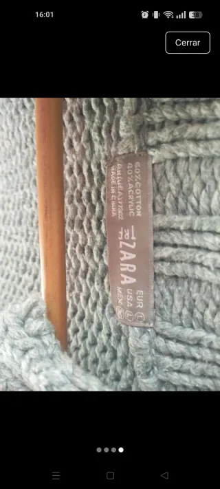 Chaleco Zara Lana Talla Única Gris