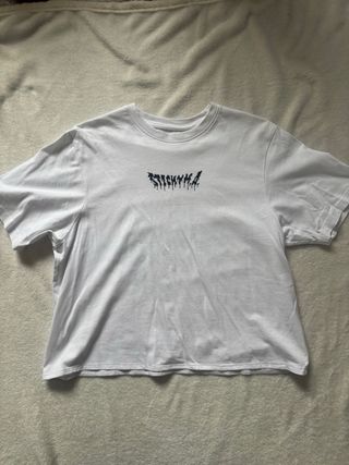 Camiseta Sticky Ma Diseño Dibujo Blanco Cropped