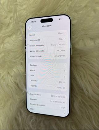 iPhone 17 Pro Max 256GB Plata