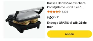 Sandwichera Russell Hobbs Grill 3 en 1