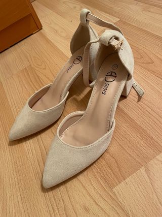 Zapatos de tacón rosa empolvado beige talla 37