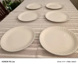 Lote 6 Platos llanos, grandes. Porcelana. Pontesa.