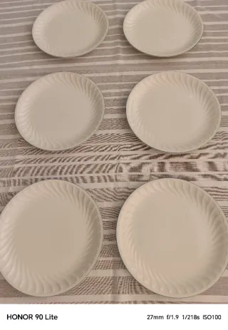 Lote 6 Platos llanos, grandes. Porcelana. Pontesa.