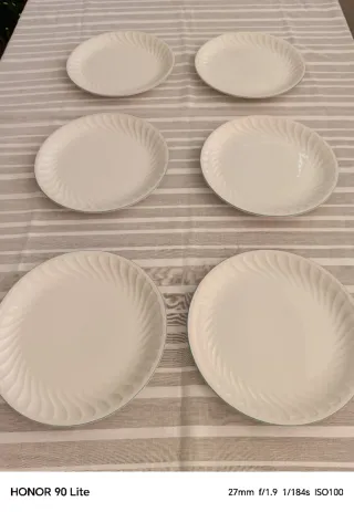 Lote 6 Platos llanos, grandes. Porcelana. Pontesa.