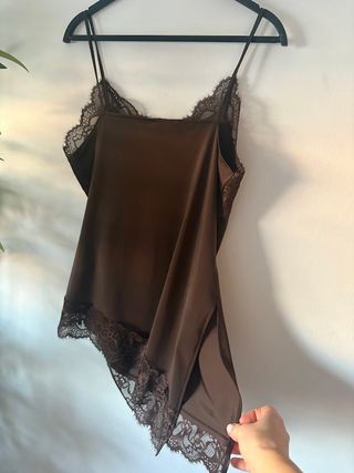 Top lencero H&M encaje marrón Talla M