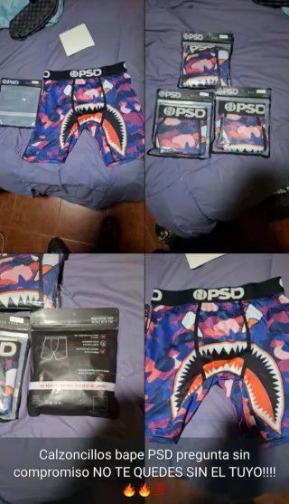 Calzoncillos PSD Bape Talla L Tiburón Camuflaje