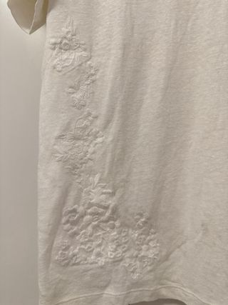 Massimo Dutti Camiseta Blanca Bordada