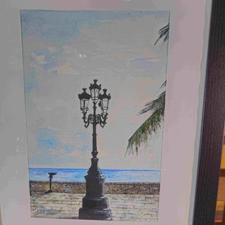 RAMON TIDOR CUADRO ACUARELA FAROLA DE SITGES