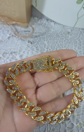 Pulsera Cubana Chapada Oro 18k Circonitas
