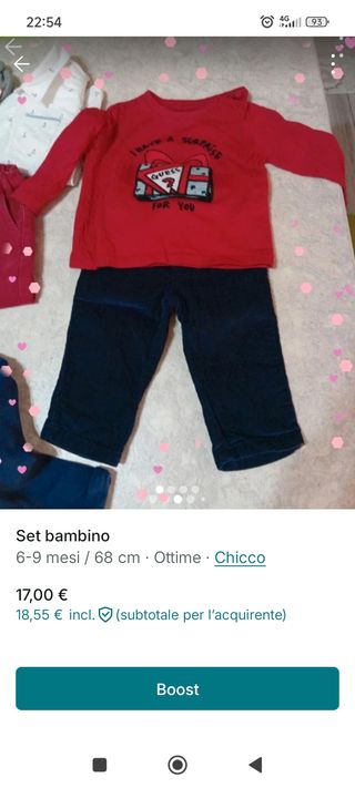 Lotto bambino maglia e pantaloni rossi
