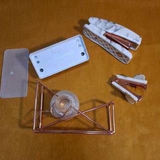 Set Escritorio Mármol Blanco y Rosa Dorado