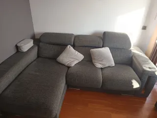 Chaise longue de tela gris