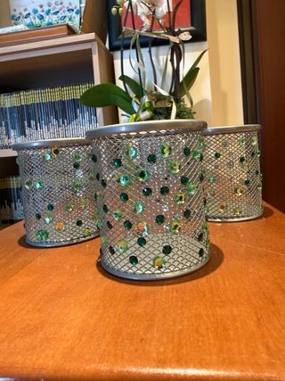 Set 6 porta oggetti/matite decorati