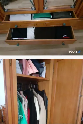 Armario de matrimonio de madera de calidad.