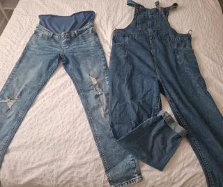 Pantalón y peto vaquero premamá