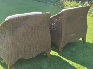2 Sillones de Jardín Mimbre y Madera