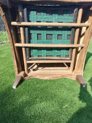 2 Sillones de Jardín Mimbre y Madera