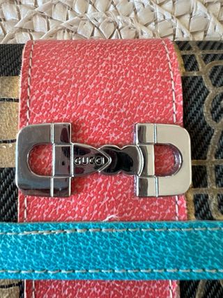 Cartera Gucci Vintage Horsebit Lona Negra Dorada