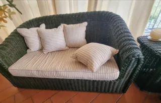 Conjunto sillones mimbre y mesa