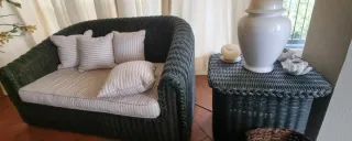 Conjunto sillones mimbre y mesa