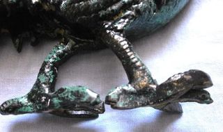 Figura Ave metal policromado