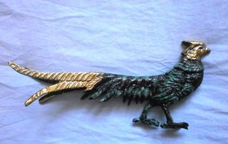 Figura Ave metal policromado