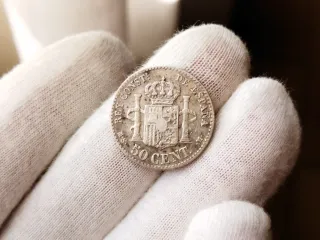 Moneda Plata 50 céntimos 1880 *8*0 Alfonso XII