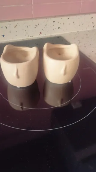 Pareja Maceteros Elefante Cerámica Beige